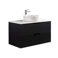 Kelsa 900 Fluted Matte Black Wall Hung Vanity | Indulge Bathroom