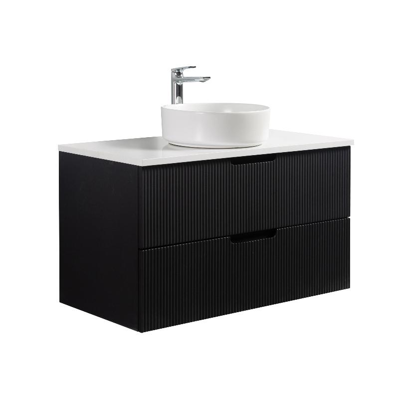 Kelsa 900 Fluted Matte Black Wall Hung Vanity | Indulge Bathroom