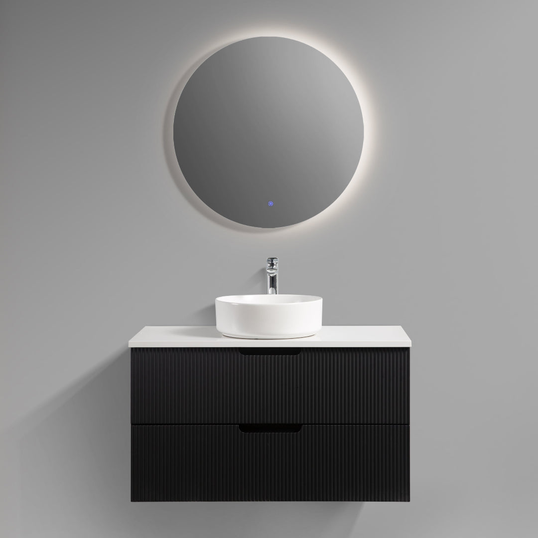 Kelsa 900 Fluted Matte Black Wall Hung Vanity | Indulge Bathroom