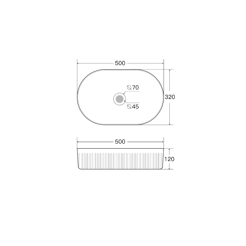 500mm Matte Black Fluted Oval Above Counter Basin | Indulge Bathroom