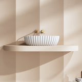 Perla 600mm Fluted Solid Surface Stone Round Above Counter Basin | Indulge Bathroom