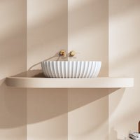 Perla 600mm Fluted Solid Surface Stone Round Above Counter Basin | Indulge Bathroom