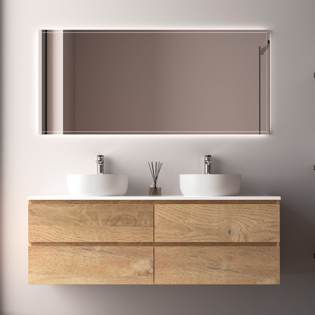 Avia 1500mm Double Natural Oak Wall Hung Vanity | Indulge Bathroom