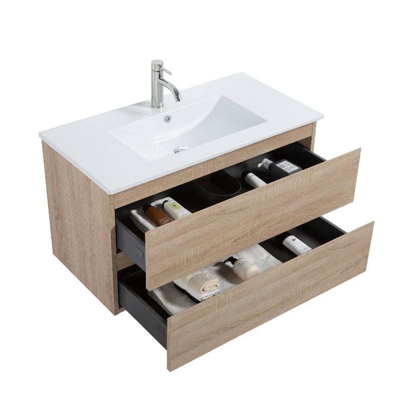 Avia 900mm White Oak Wall Hung Vanity | Indulge Bathroom